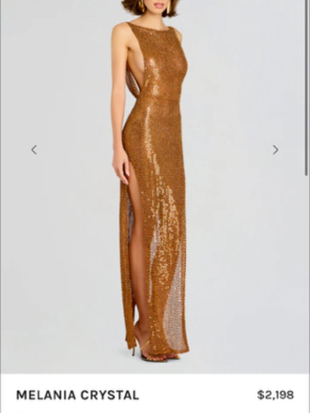 Retrofete Metallic Gold Sequin Sleeveless Maxi Gown - Picture 2 of 9